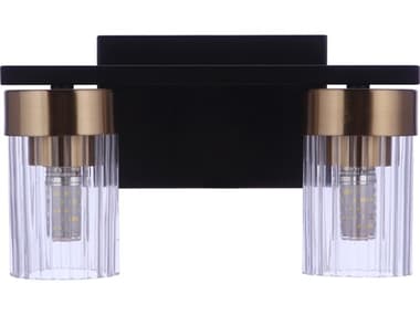 Craftmade Bond Street 2-Light Flat Black Satin Brass Vanity Light CM11811FBSB2