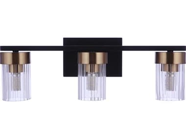 Craftmade Bond Street 3-Light Flat Black Satin Brass Vanity Light CM11819FBSB3