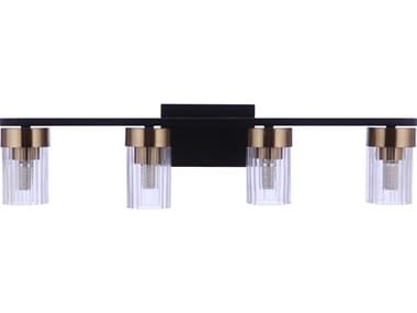 Craftmade Bond Street 4-Light Flat Black Satin Brass Vanity Light CM11827FBSB4