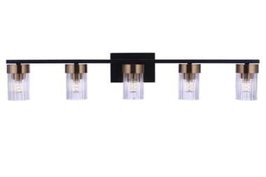 Craftmade Bond Street 5-Light Flat Black Satin Brass Vanity Light CM11835FBSB5