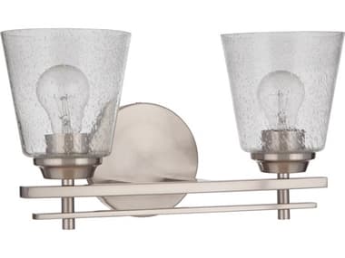 Craftmade Drake 2-Light Brushed Polished Nickel Glass Vanity Light CM19616BNK2