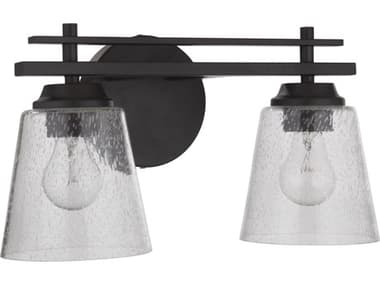 Craftmade Drake 2-Light Flat Black Glass Vanity Light CM19616FB2