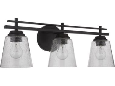 Craftmade Drake 3-Light Flat Black Glass Vanity Light CM19624FB3