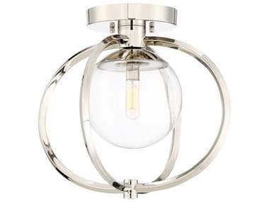 Craftmade Piltz 14" 1-Light Polished Nickel Glass Globe Round Semi Flush Mount CM45551PLN