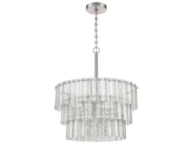 Craftmade Museo 24" 9-Light Brushed Polished Nickel Glass Drum Pendant CM48696BNK