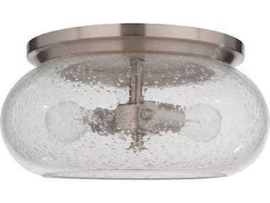 Craftmade Serene 14" 2-Light Brushed Polished Nickel Glass Round Flush Mount CM49982BNK