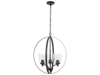 Craftmade Tyler 21" Wide 3-Light Flat Black Glass Bell Globe Chandelier CM50233FB