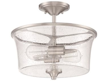 Craftmade Gwyneth 13" 2-Light Brushed Polished Nickel Glass Drum Semi Flush Mount CM50452BNK