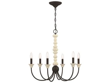 Craftmade Meadow Place 6-Light Cottage White Espresso Candelabra Chandelier CM52626CWESP