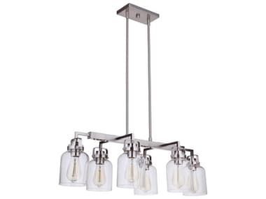 Craftmade Foxwood 32" 6-Light Brushed Polished Nickel Glass Bell Linear Island Pendant CM53676BNK