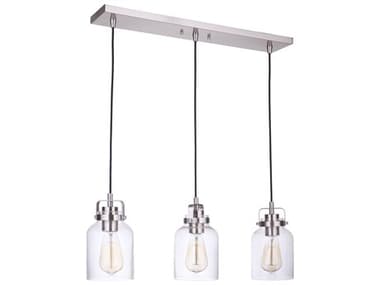 Craftmade Foxwood 24" 3-Light Brushed Polished Nickel Glass Bell Linear Island Pendant CM53693BNK