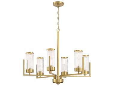 Craftmade Whittley 6-Light Satin Brass Candelabra Cylinder Chandelier CM60126SB