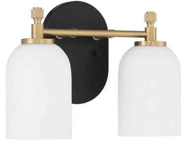 Craftmade Council 2-Light Flat Black Satin Brass Vanity Light CM60302FBSB