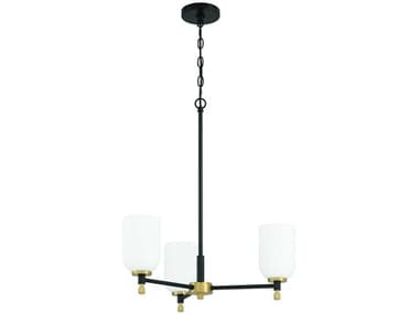 Craftmade Council 3-Light Flat Black Satin Brass Cylinder Chandelier CM60323FBSB