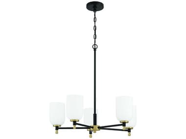 Craftmade Council 5-Light Flat Black Satin Brass Cylinder Chandelier CM60325FBSB