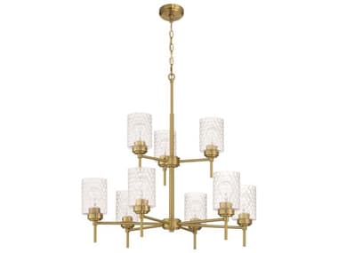 Craftmade Claire 9-Light Satin Brass Candelabra Cylinder Tiered Chandelier CM60529SB