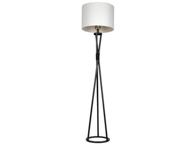 Craftmade 61" Tall Flat Black White Fabric Floor Lamp CM86203