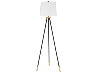 Craftmade 61" Tall Painted Black Gold White Fabric Floor Lamp CM86267
