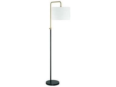 Craftmade Ingraham Flat Black Satin Brass White Fabric Floor Lamp CM87008FBSBF