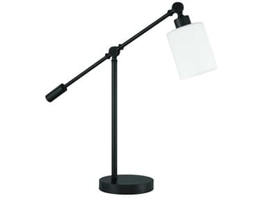 Craftmade Indiana Flat Black Frost White Glass Desk Lamp CM87011FBT