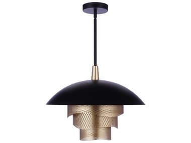 Craftmade Sculptural Statement 1-Light Flat Black Matte Gold Dome Tiered Pendant CMP1010FBMGLED