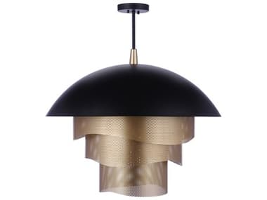 Craftmade Sculptural Statement 1-Light Flat Black Matte Gold Dome Tiered Pendant CMP1011FBMGLED