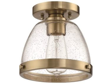 Craftmade Lodie 7" 1-Light Satin Brass Glass Bell Flush Mount CMX1408SB