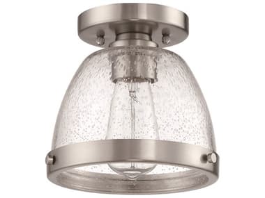 Craftmade Lodie 9" 1-Light Brushed Polished Nickel Glass Bell Flush Mount CMX1410BNK