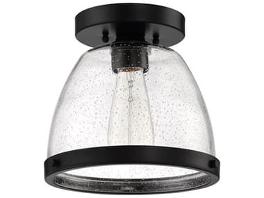 Craftmade Lodie 9" 1-Light Flat Black Glass Bell Flush Mount CMX1410FB