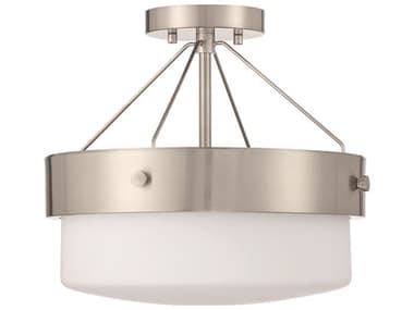Craftmade Oak Street 2-Light Brushed Polished Nickel Whiskey Barrel Round Semi Flush Mount CMXS3213BNK
