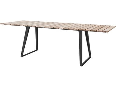 Cane Line Outdoor Copenhagen Lava Grey Aluminum Teak 63'' Wide Rectangular Dining Table CNO11030TAL