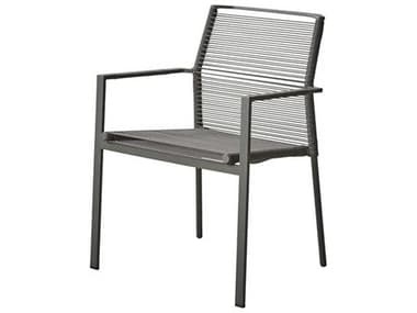 Cane Line Outdoor Edge Anthracite Aluminum Rope Strap Stackable Dining Arm Chair CNO5404RAG