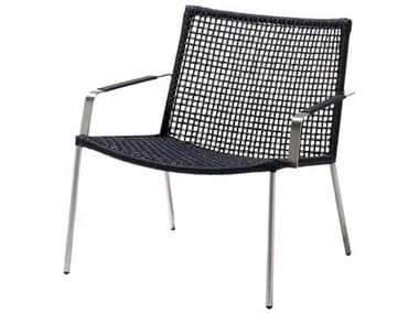 Cane Line Outdoor Straw Anthracite Stainless Steel Rope Strap Stackable Lounge Chair CNO5409RSTG