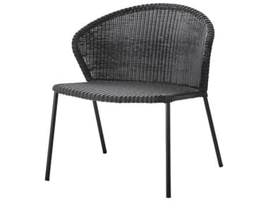 Cane Line Outdoor Lean Black Aluminum Wicker Stackable Lounge Chair CNO5413LS