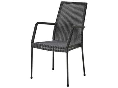 Cane Line Outdoor Newport Black Aluminum Wicker Stackable Dining Arm Chair CNO5433LS