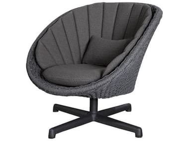Cane Line Outdoor Peacock Dark Grey Soft Rope Aluminum Swivel Lounge Chair CNO5458RODGSWB