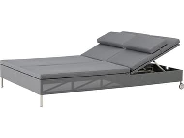 Cane Line Outdoor Rest Grey Cane Line Tex Aluminum Double Lounge Chaise in Grey CNO8511TXSG