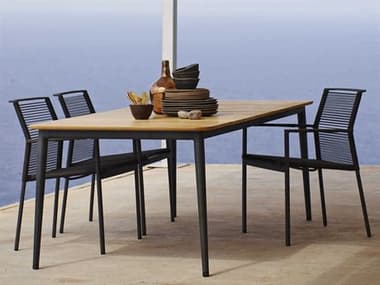 Cane Line Outdoor Edge Aluminum Rope Strap Dining Set CNOEDGEDINSET2