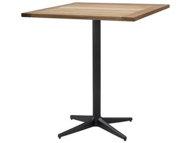 Cane Line Outdoor Drop Aluminum 28'Wide Square Teak Top Bistro Table CNOP064T50400
