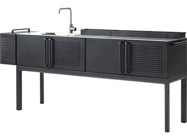 Cane Line Outdoor Drop Aluminum 78''W x 19''D Rectangular Kitchen Module in 3 Shelves CNOP3550ST3550AL
