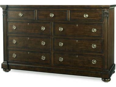 Century Furniture Chelsea Club Sloane 67" Wide 9-Drawers Brown Mahogany Wood Double Dresser CNT36H205
