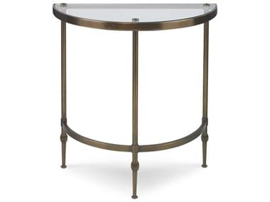 Century Furniture Thomas Obrien 24" Demilune Glass Dark Antique Brass End Table CNTAEA644