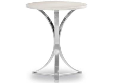 Century Furniture Citation Vance 20" Round Stone Polished Nickel End Table CNTB1A622
