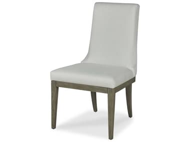 Century Furniture Citation Marten Walnut Wood White Fabric Upholstered Side Dining Chair CNTB1B531