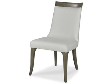 Century Furniture Citation Mira Walnut Wood White Fabric Upholstered Side Dining Chair CNTB1B551