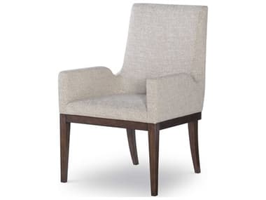 Century Furniture Citation Marten Walnut Wood Beige Fabric Upholstered Arm Dining Chair CNTB1H532