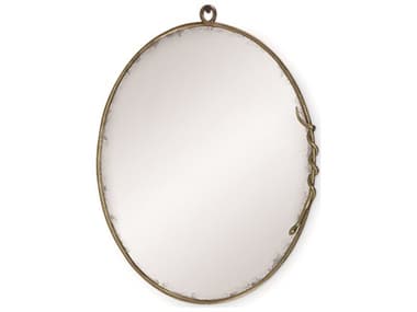 Century Furniture Antique Brass / Antiqued Mirror 42'' Oval Eve Wall Mirror CNTC7A231