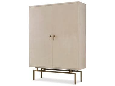 Century Furniture 54" Beige Faux Parchment With Bronze Wine Bar Cabinet CNTC7A462