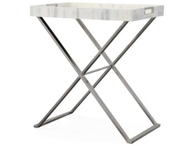 Century Furniture Compositions 27" Rectangular Faux Marble White Pewter End Table CNTC9A623