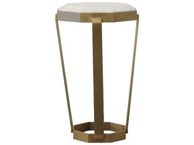 Century Furniture Compositions 13" Hexagon White Marble Satin Brass End Table CNTC9A625